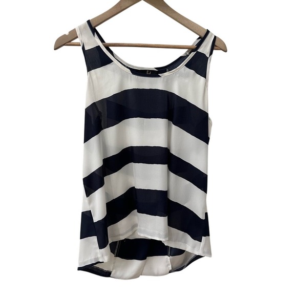 Jack by BB Dakota Tops - Jack by BB Dakota Navy‎ and White Striped Tank Top Sheer with Open Back
